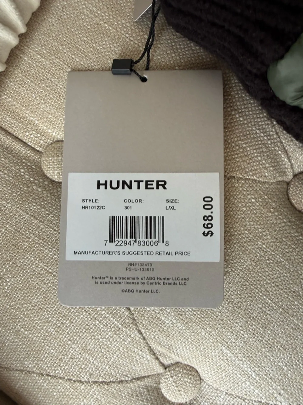 Hunter Fleece Lined Puffer Knit Mittens Olive Green Black L/XL